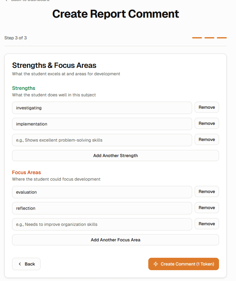 Add strengths and focus screen of South Australia School Reports